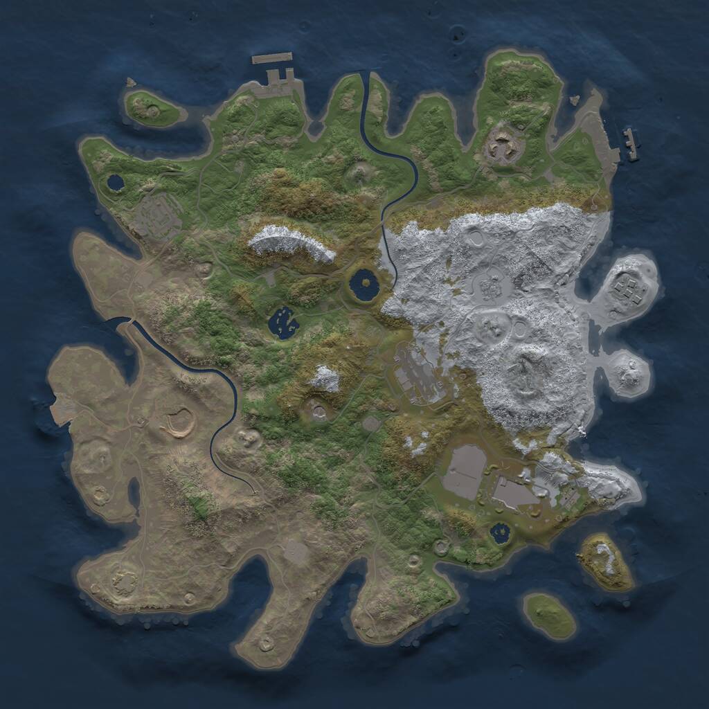 Rust Map: Procedural Map, Size: 3560, Seed: 2196375, 13 Monuments