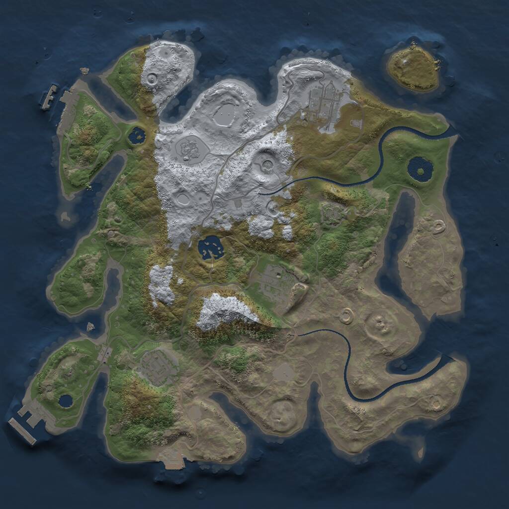 Rust Map: Procedural Map, Size: 3034, Seed: 13810, 10 Monuments