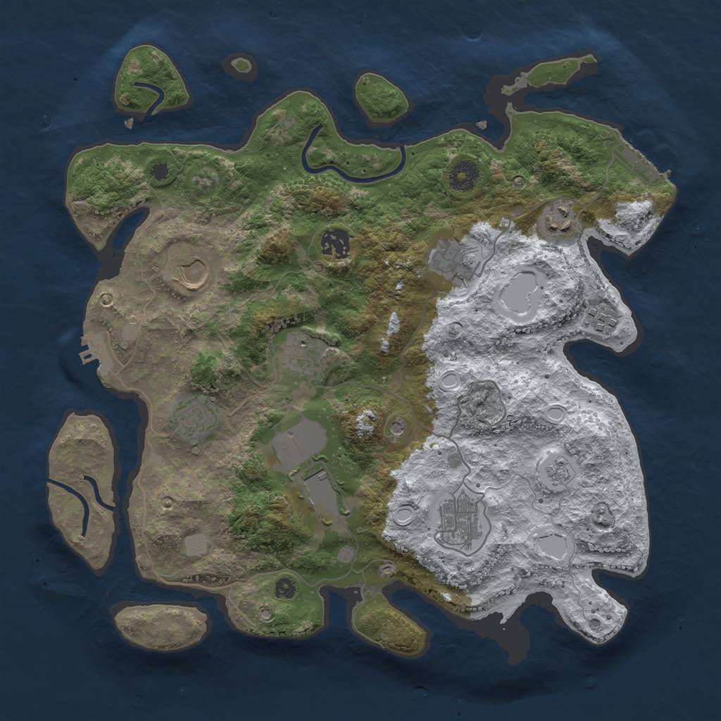 Rust Map: Procedural Map, Size: 3560, Seed: 3097918, 18 Monuments