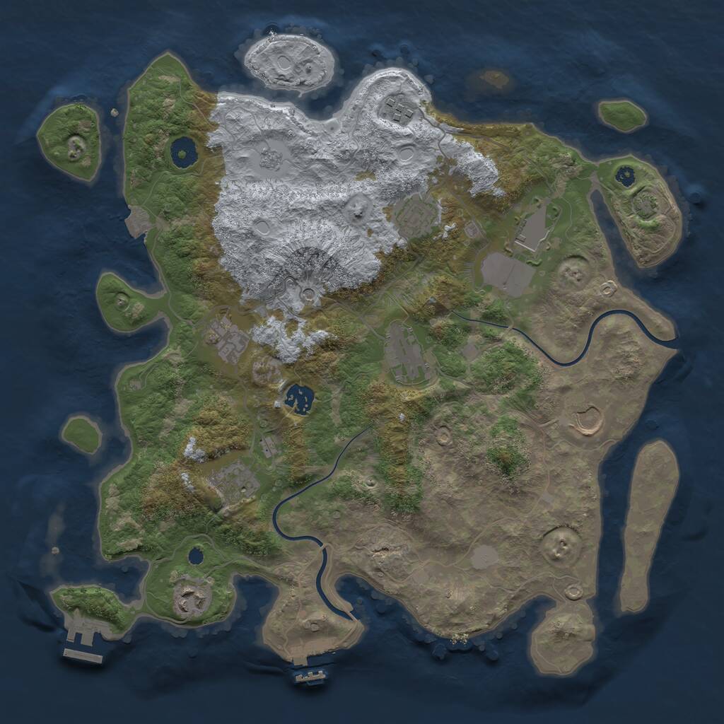 Rust Map: Procedural Map, Size: 3750, Seed: 1370256470, 15 Monuments