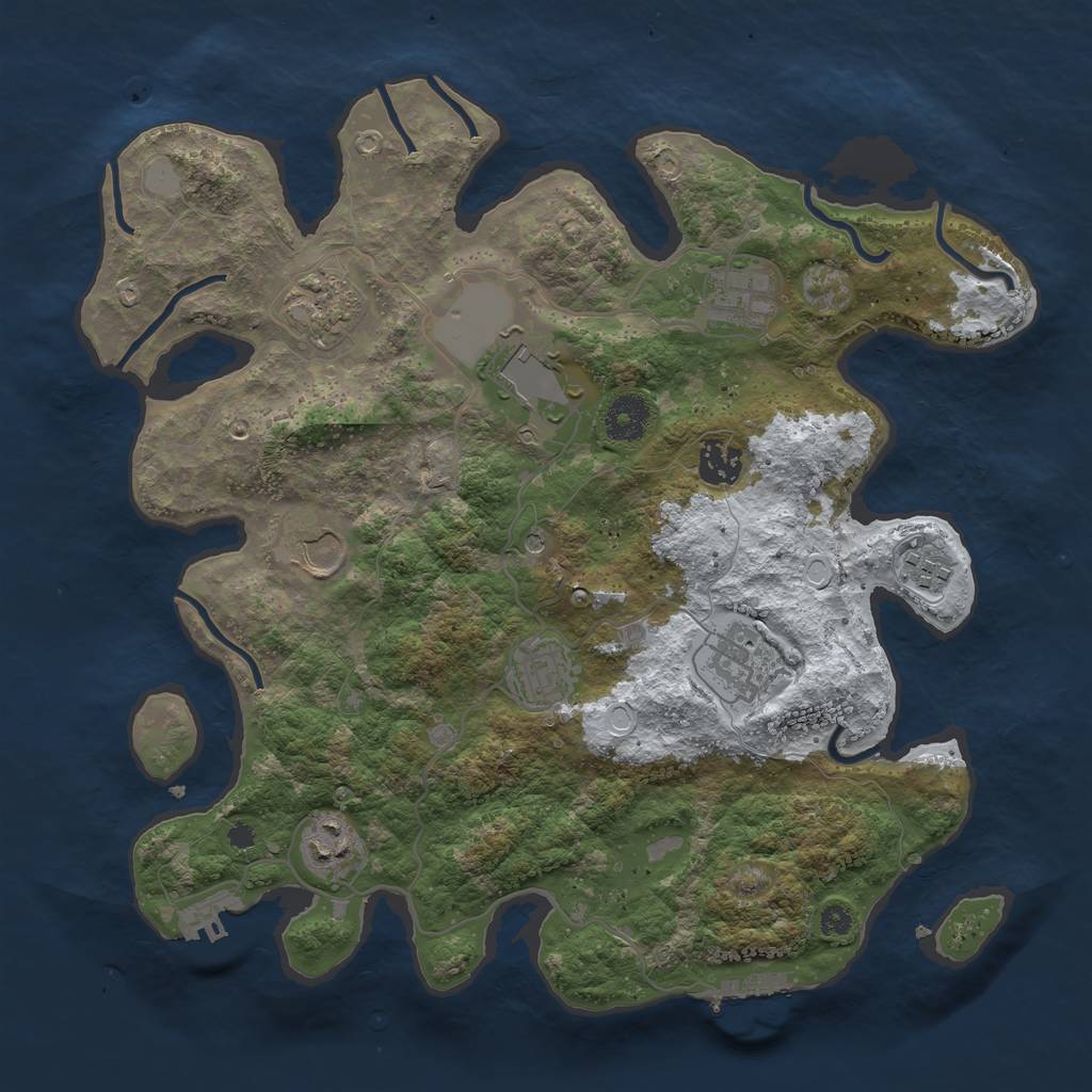 Rust Map: Procedural Map, Size: 3560, Seed: 1107861, 17 Monuments