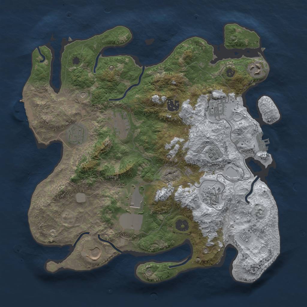 Rust Map: Procedural Map, Size: 3560, Seed: 3486911, 18 Monuments