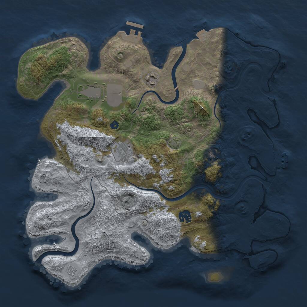 Rust Map: Procedural Map, Size: 3560, Seed: 4078485, 10 Monuments