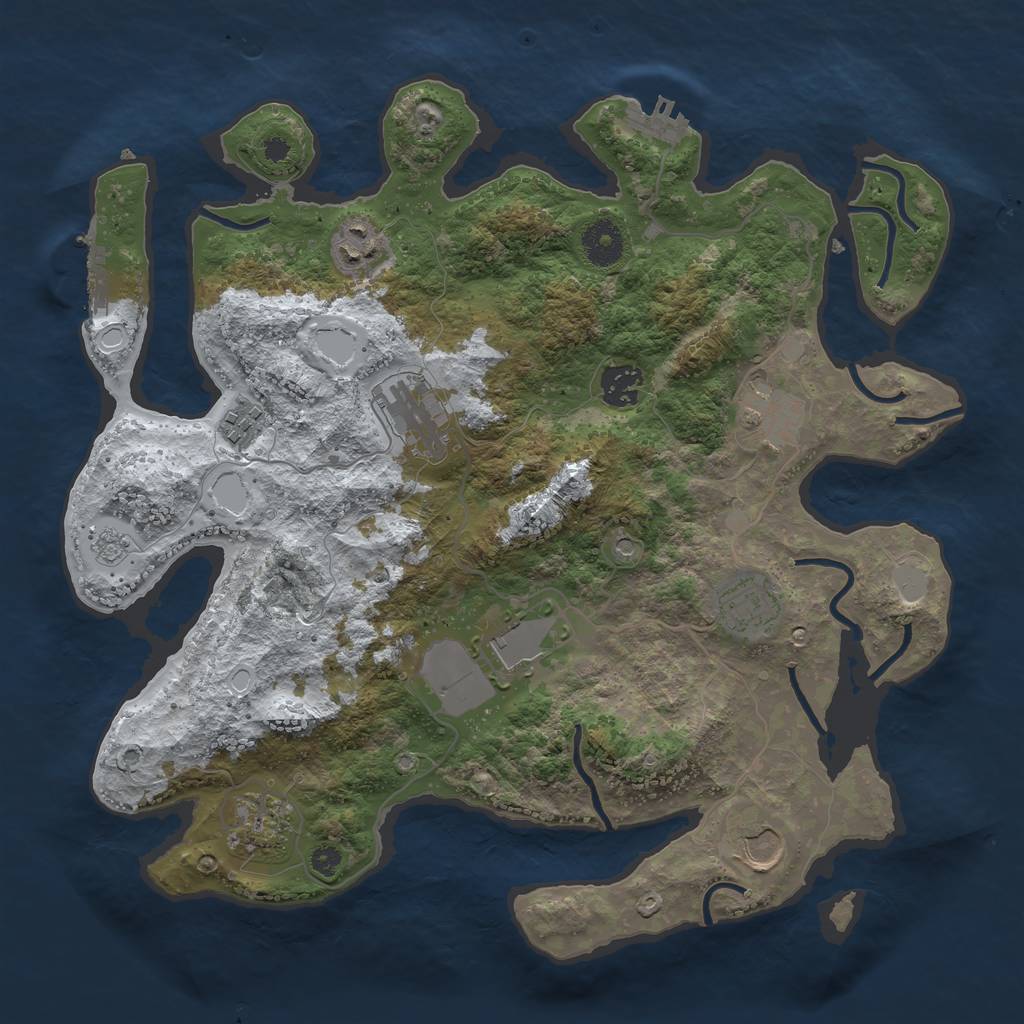 Rust Map: Procedural Map, Size: 3560, Seed: 3920519, 18 Monuments