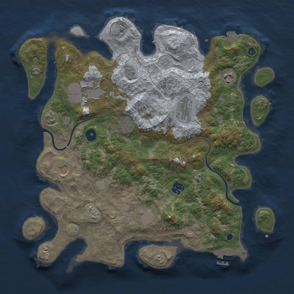 Rust Map: Procedural Map, Size: 3800, Seed: 1242946, 13 Monuments