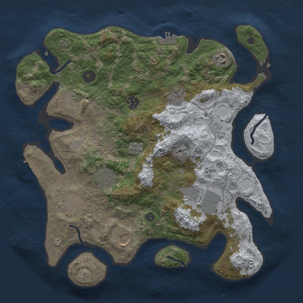 Rust Map: Procedural Map, Size: 3560, Seed: 3985548, 18 Monuments