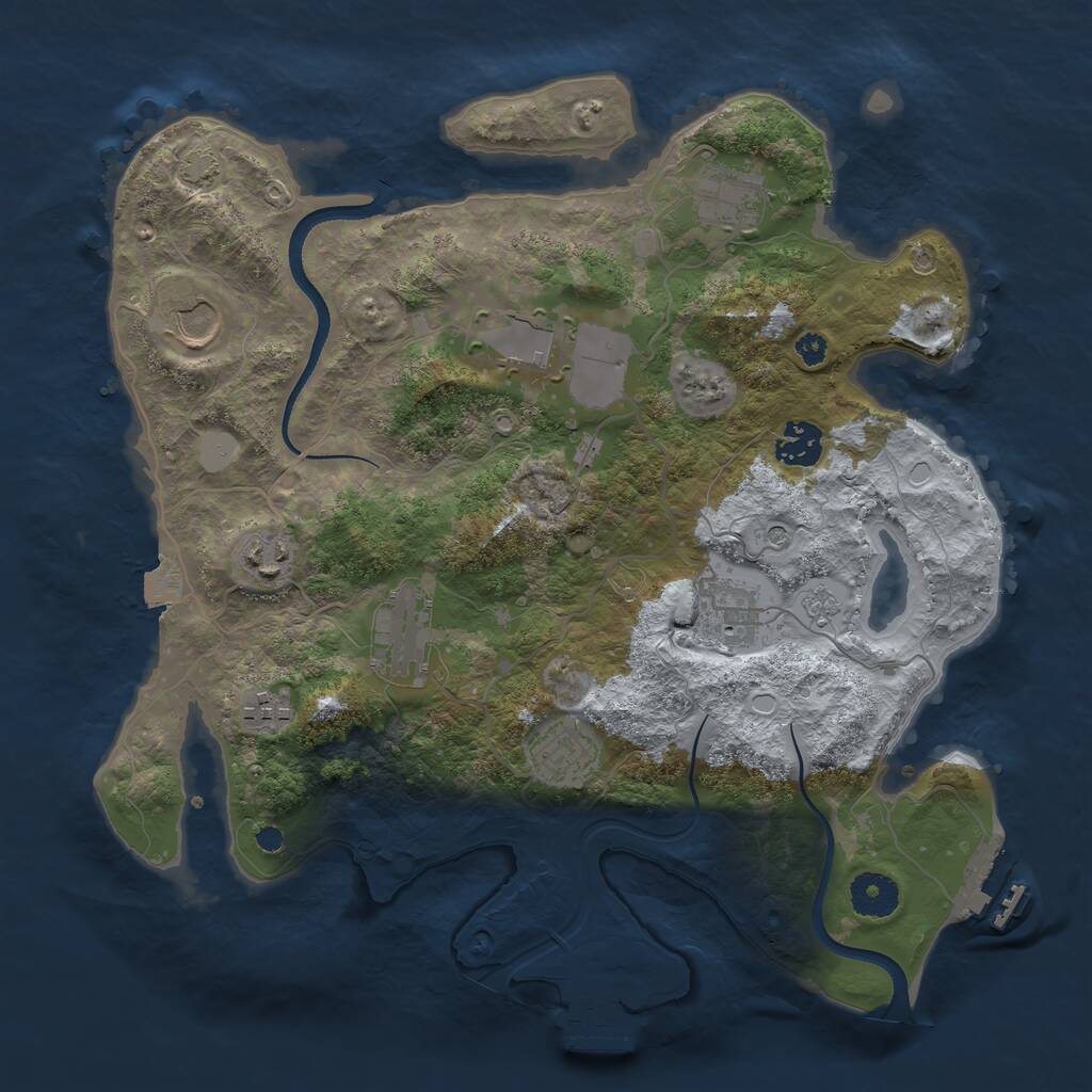 Rust Map: Procedural Map, Size: 3500, Seed: 521423, 15 Monuments