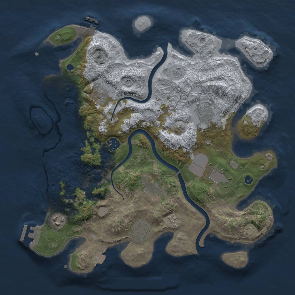 Rust Map: Procedural Map, Size: 3500, Seed: 69450124, 14 Monuments