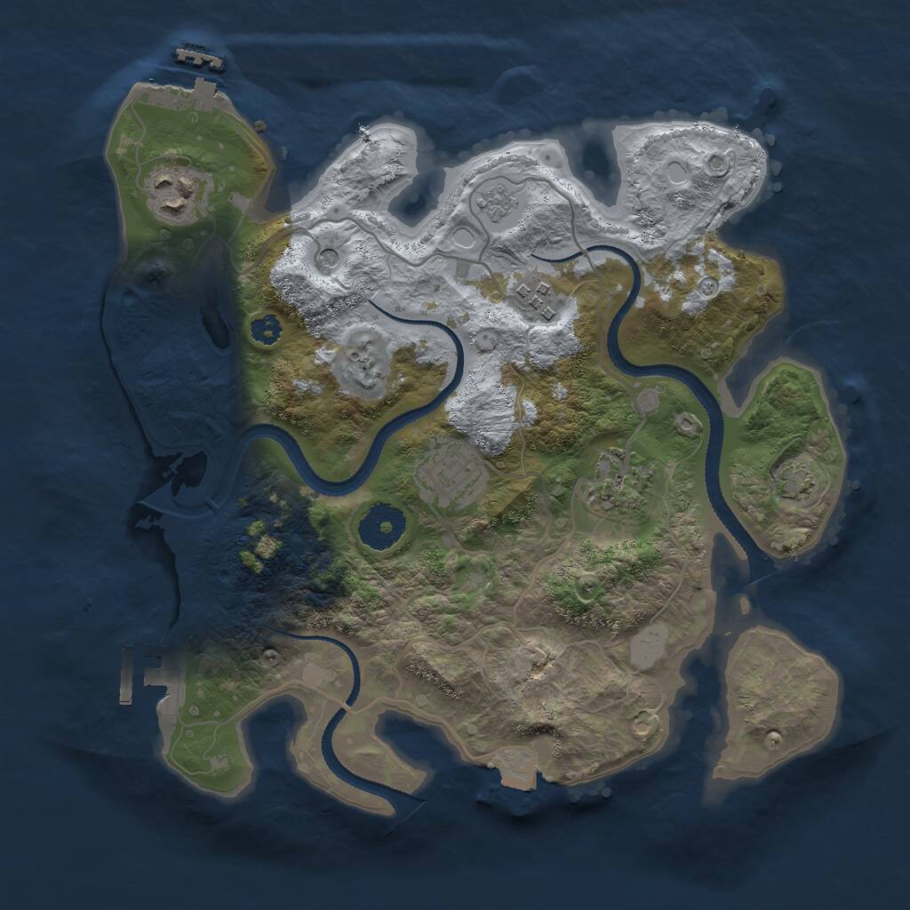 Rust Map: Procedural Map, Size: 3000, Seed: 991238, 10 Monuments