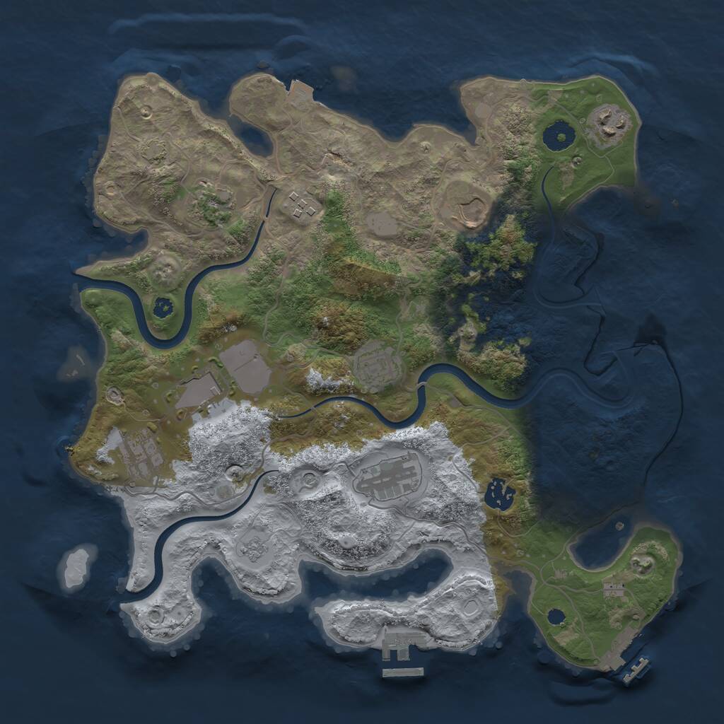 Rust Map: Procedural Map, Size: 3560, Seed: 3370105, 15 Monuments