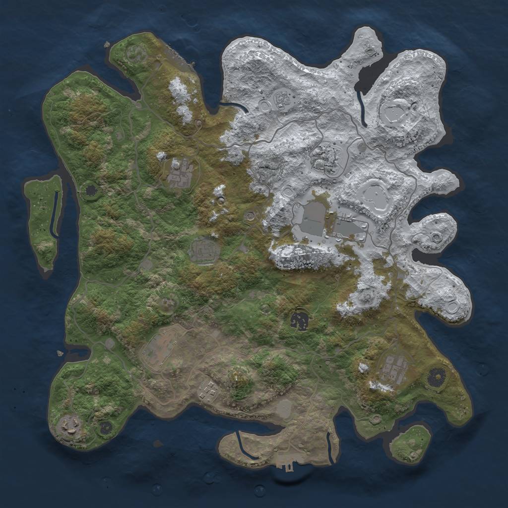 Rust Map: Procedural Map, Size: 4000, Seed: 646477, 18 Monuments