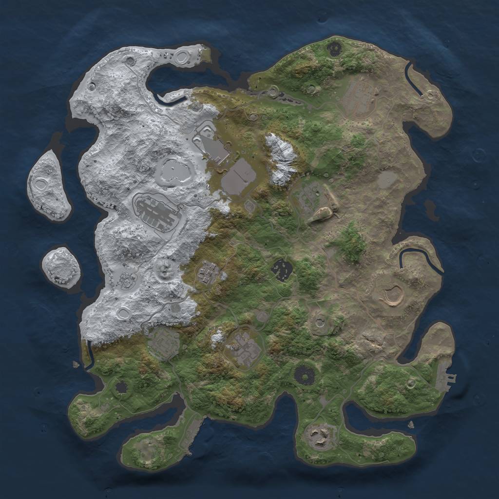 Rust Map: Procedural Map, Size: 3600, Seed: 355672649, 19 Monuments