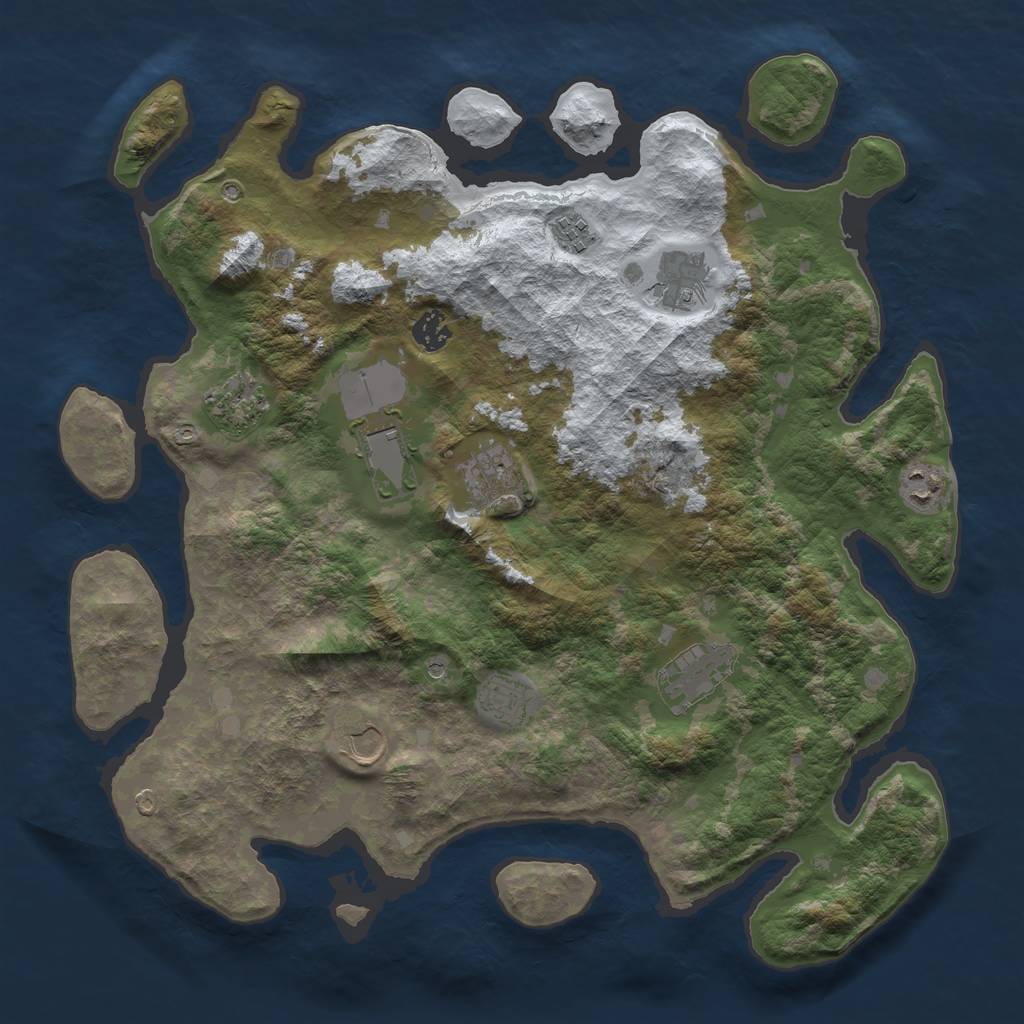 Rust Map: Barren, Size: 4000, Seed: 587, 13 Monuments