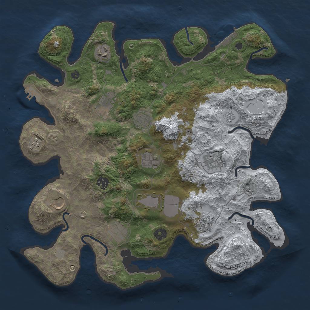 Rust Map: Procedural Map, Size: 3750, Seed: 891232879, 20 Monuments