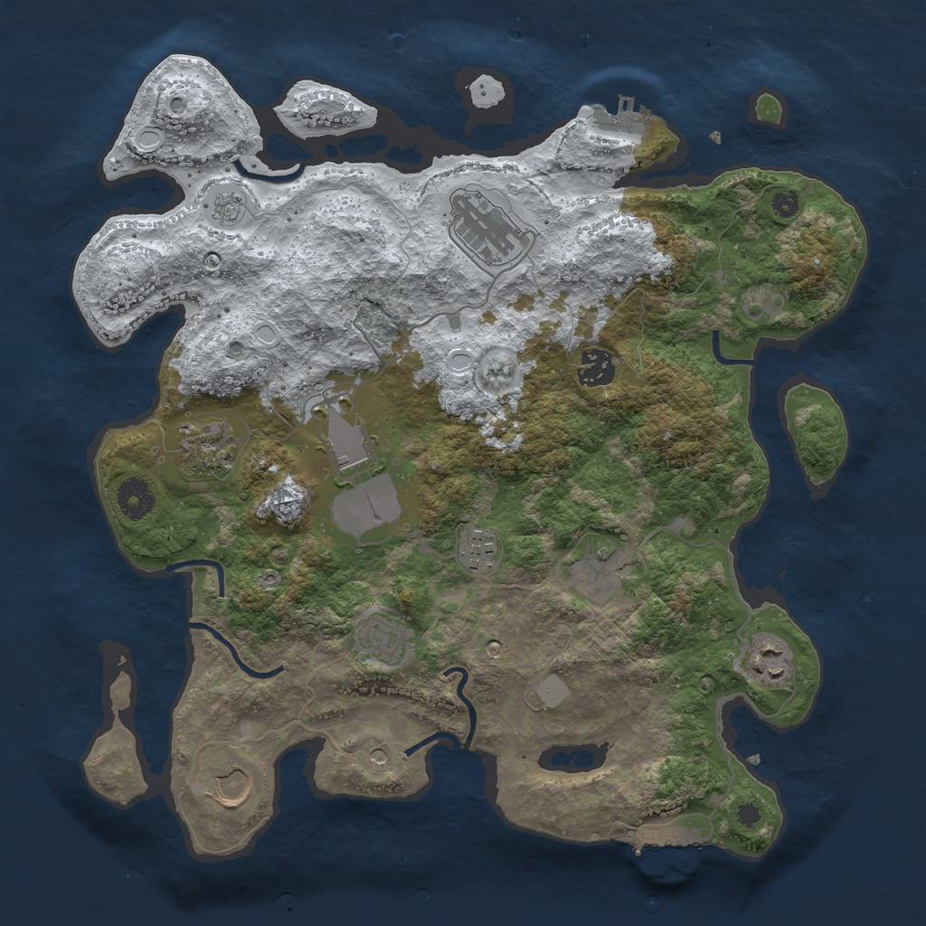 Rust Map: Procedural Map, Size: 3560, Seed: 3372917, 18 Monuments