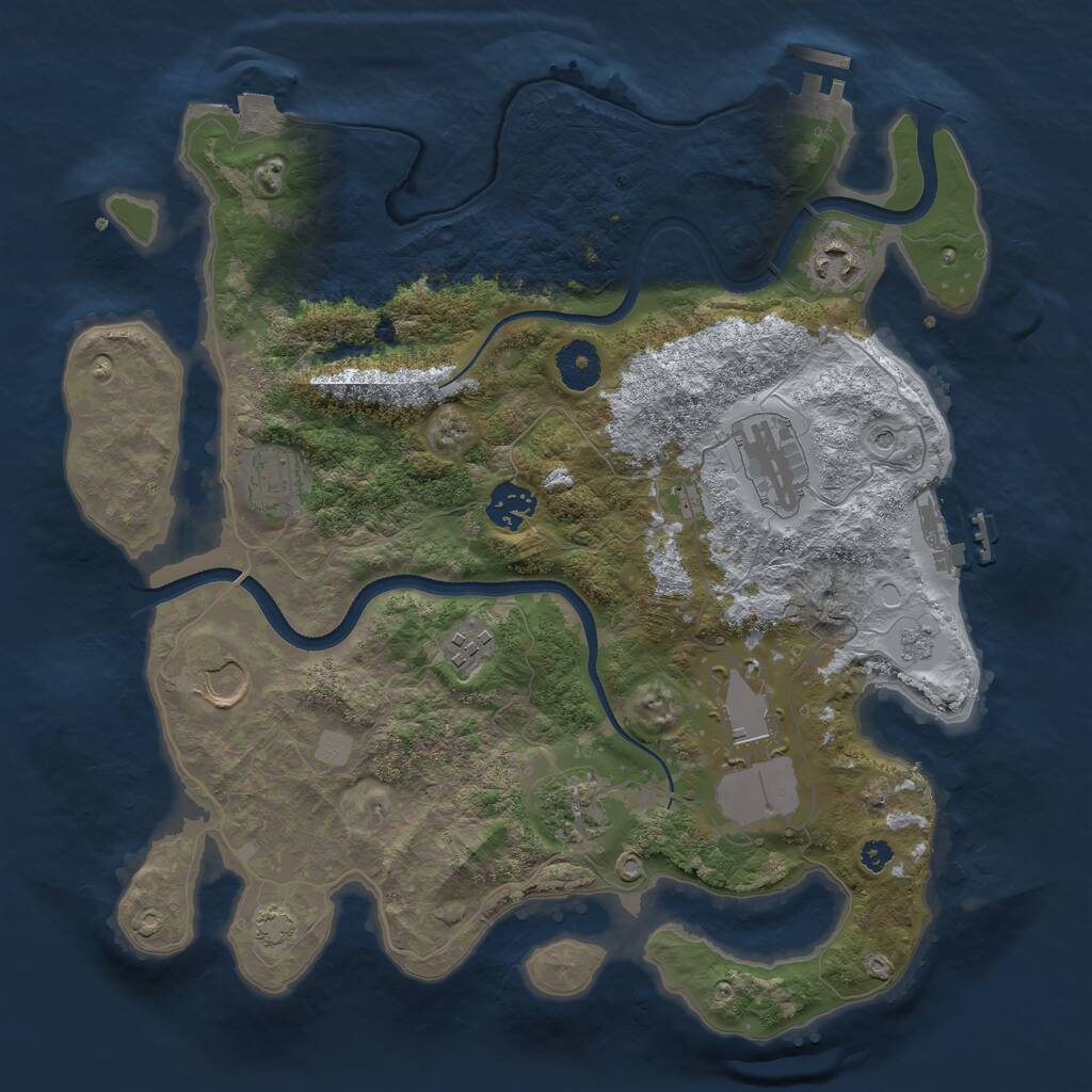 Rust Map: Procedural Map, Size: 3500, Seed: 52678, 14 Monuments