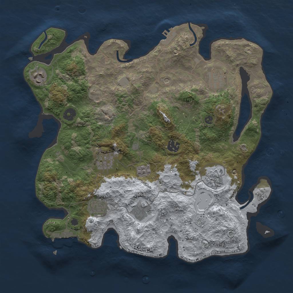 Rust Map: Procedural Map, Size: 3493, Seed: 666999666, 17 Monuments