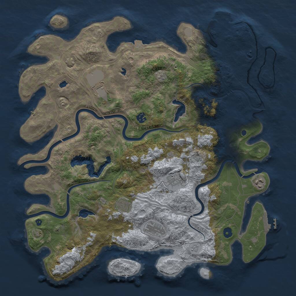 Rust Map: Procedural Map, Size: 4500, Seed: 42375, 13 Monuments