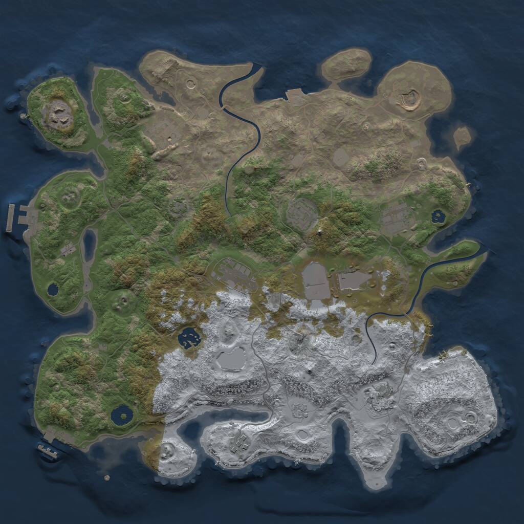 Rust Map: Procedural Map, Size: 3750, Seed: 800161850, 16 Monuments