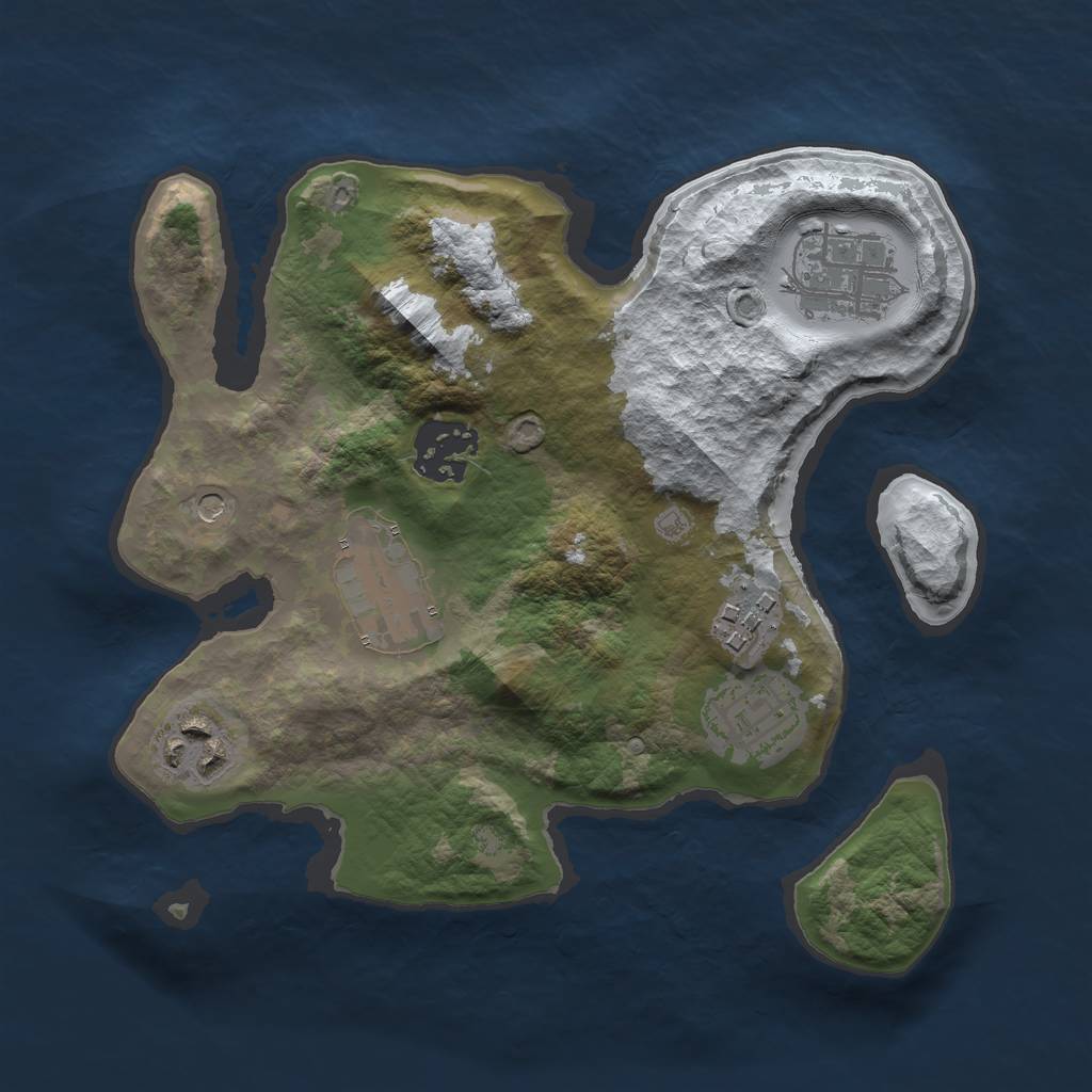 Rust Map: Barren, Size: 2500, Seed: 25322049, 9 Monuments