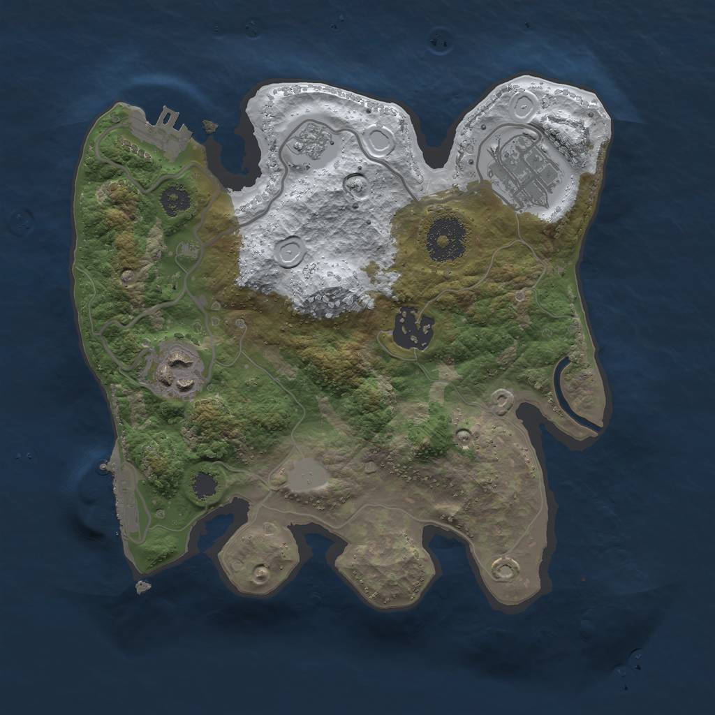 Rust Map: Procedural Map, Size: 2500, Seed: 17496887, 11 Monuments