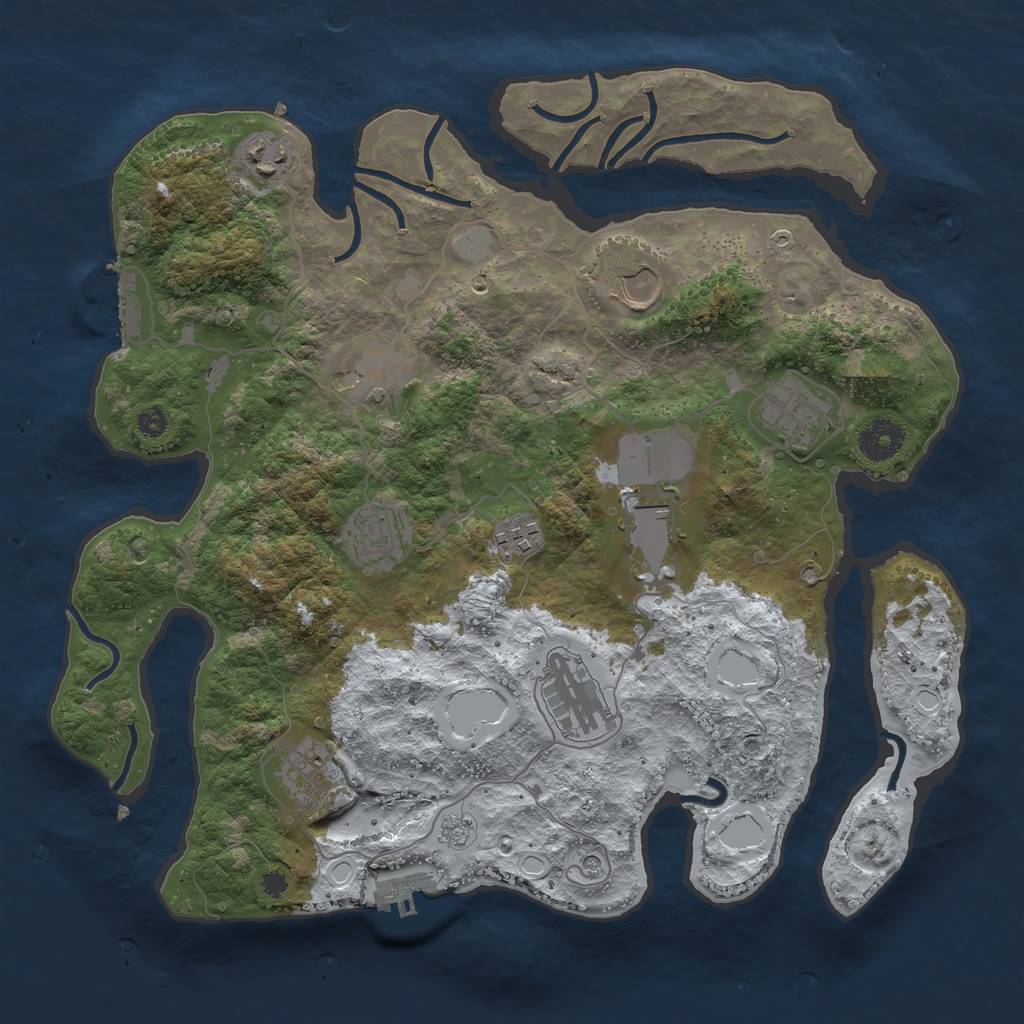 Rust Map: Procedural Map, Size: 3560, Seed: 3135690, 18 Monuments