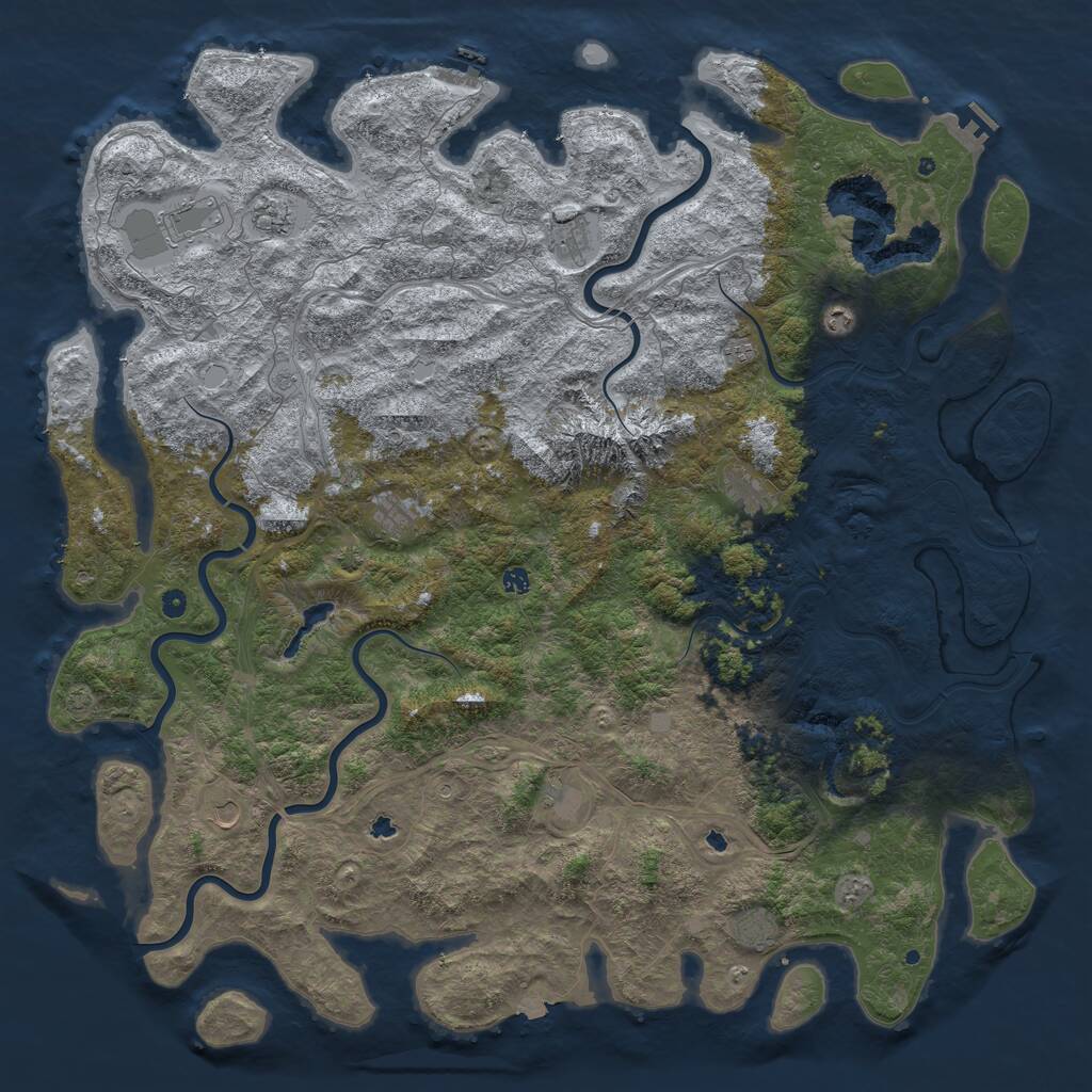 Rust Map: Procedural Map, Size: 6000, Seed: 737333, 17 Monuments