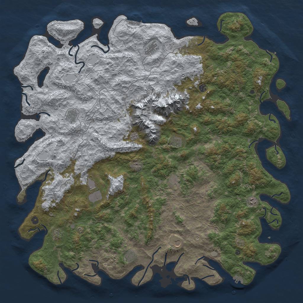 Rust Map: Procedural Map, Size: 6000, Seed: 45605, 20 Monuments