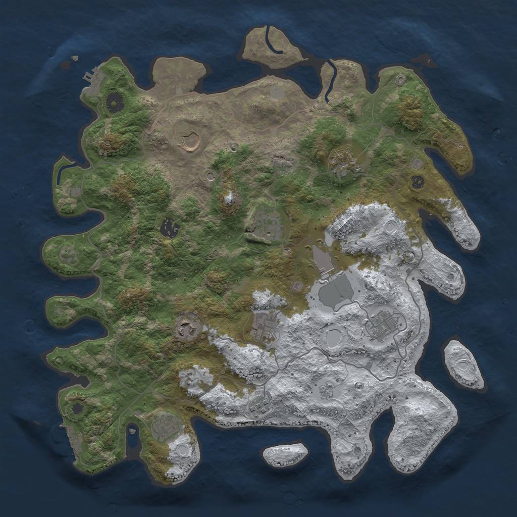 Rust Map: Procedural Map, Size: 4000, Seed: 2128536, 19 Monuments