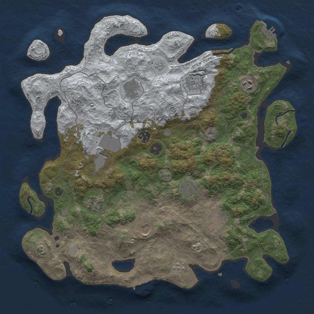Rust Map: Procedural Map, Size: 4000, Seed: 8873, 19 Monuments