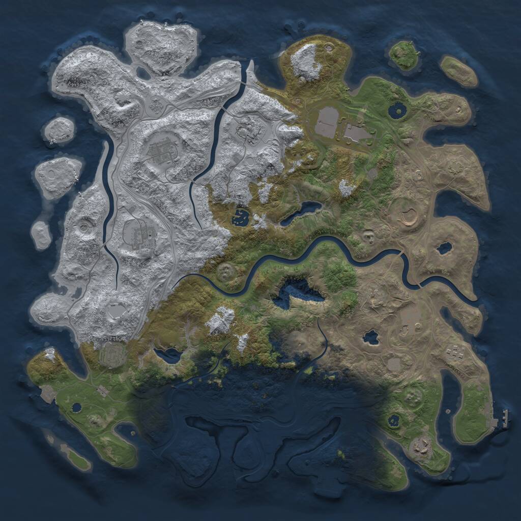 Rust Map: Procedural Map, Size: 4500, Seed: 1700385975, 16 Monuments
