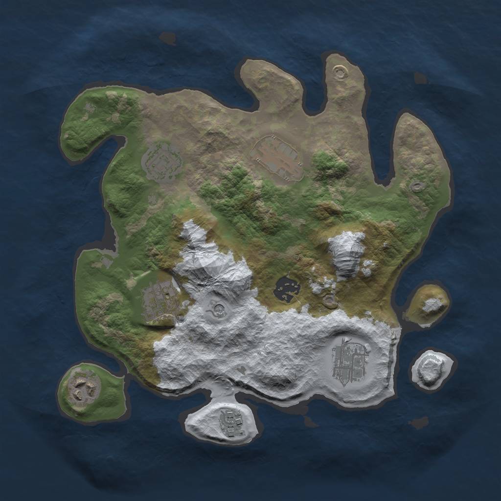 Rust Map: Barren, Size: 3000, Seed: 2546357, 10 Monuments