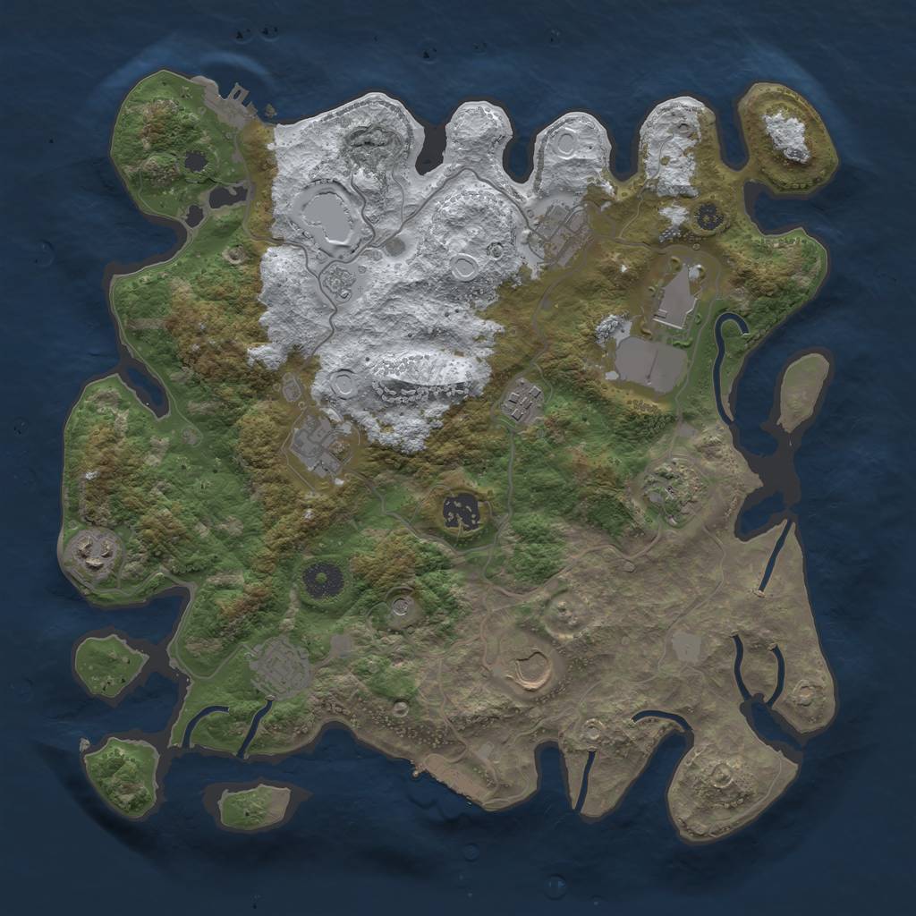 Rust Map: Procedural Map, Size: 3560, Seed: 3369023, 18 Monuments