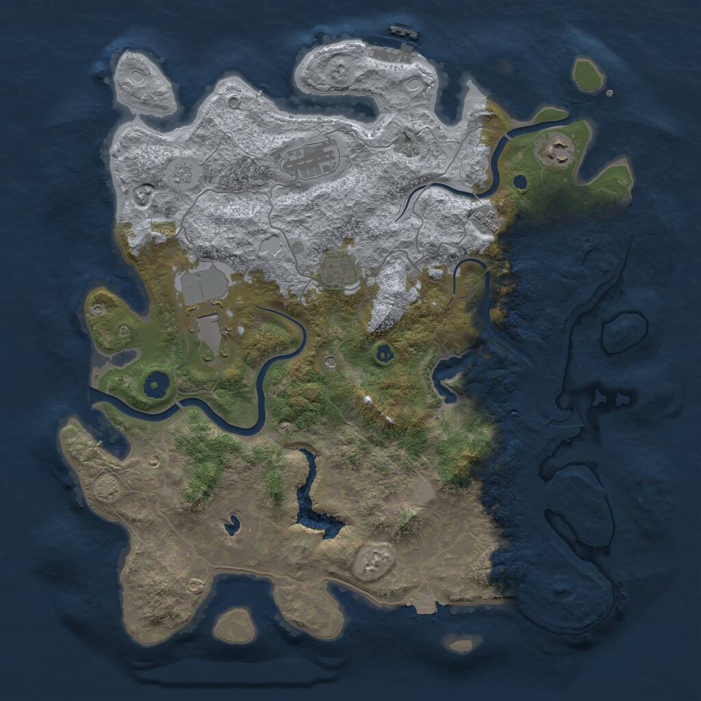 Rust Map: Procedural Map, Size: 4000, Seed: 3424163, 11 Monuments