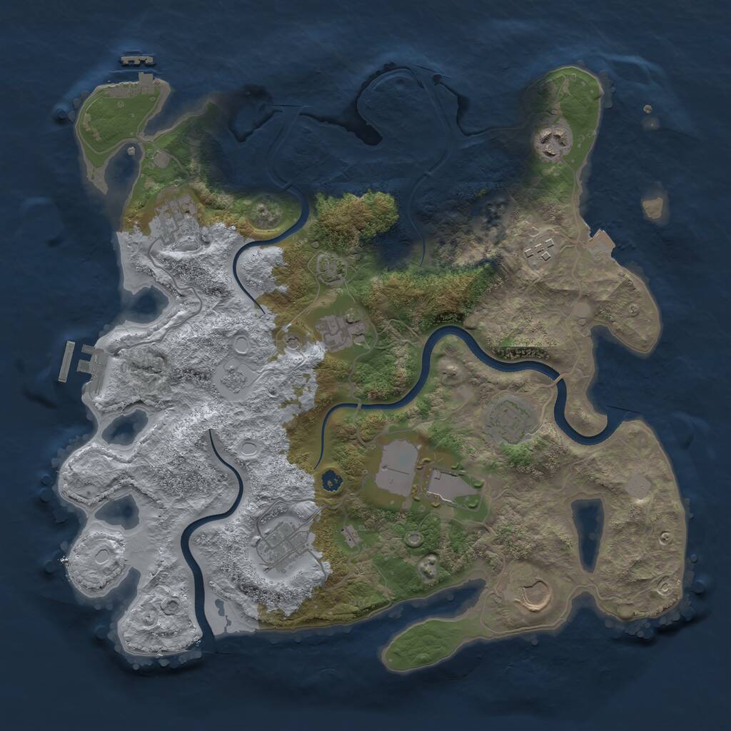 Rust Map: Procedural Map, Size: 3560, Seed: 4493866, 14 Monuments