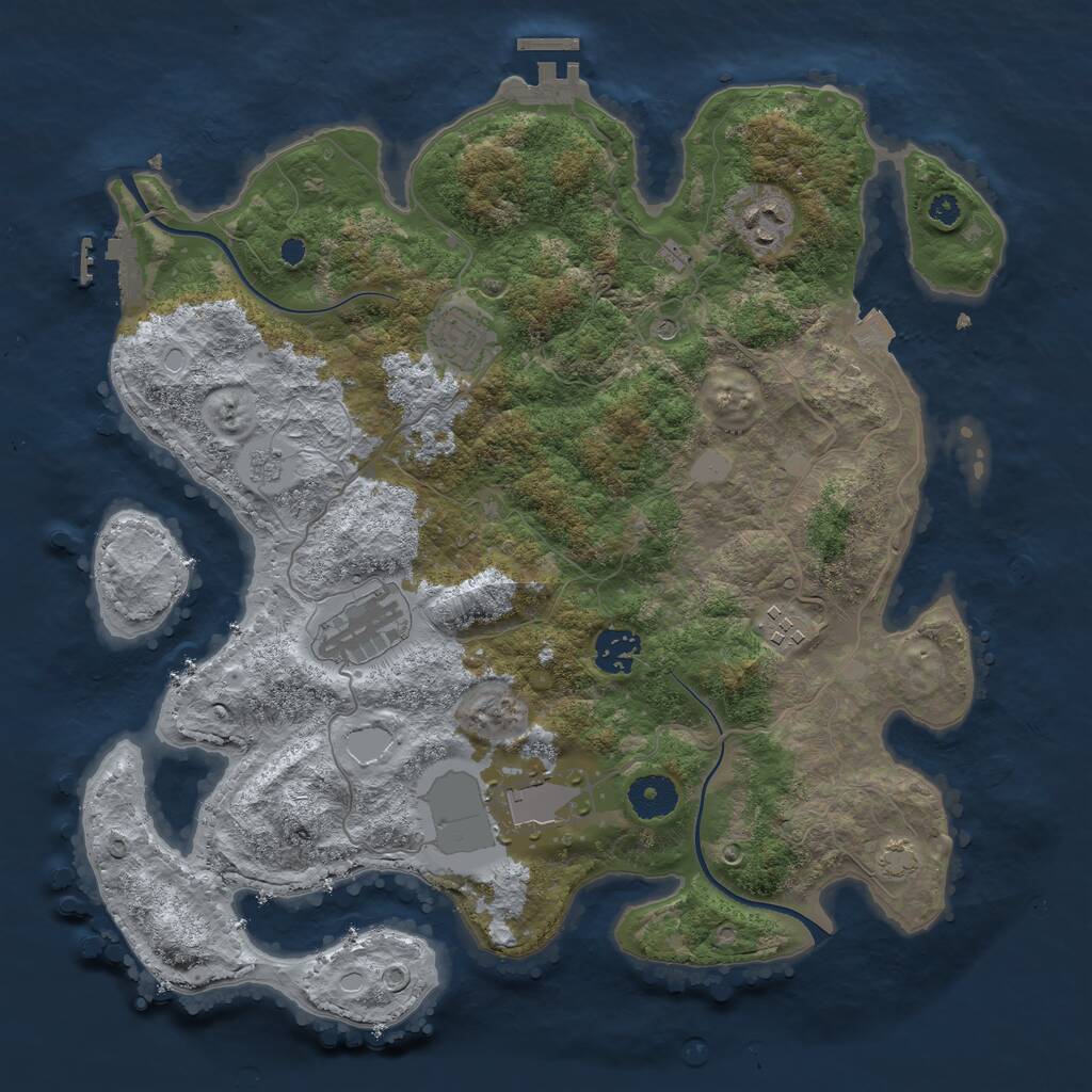 Rust Map: Procedural Map, Size: 3560, Seed: 444809, 12 Monuments