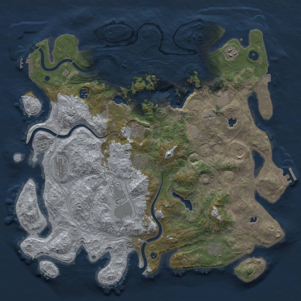 Rust Map: Procedural Map, Size: 4500, Seed: 5536234, 16 Monuments