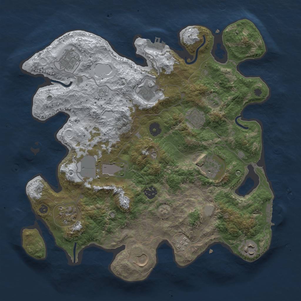 Rust Map: Procedural Map, Size: 3560, Seed: 595030, 19 Monuments