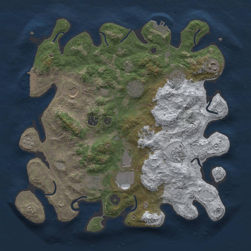 Rust Map: Procedural Map, Size: 3560, Seed: 1393608, 18 Monuments