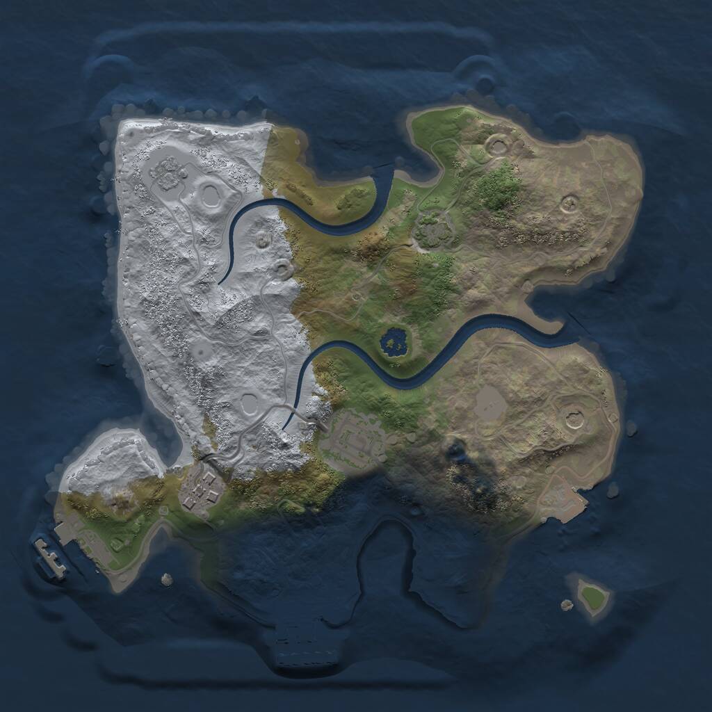 Rust Map: Procedural Map, Size: 2500, Seed: 376175632, 8 Monuments
