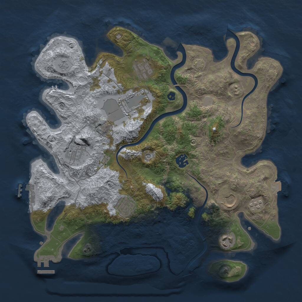 Rust Map: Procedural Map, Size: 3550, Seed: 84032, 14 Monuments