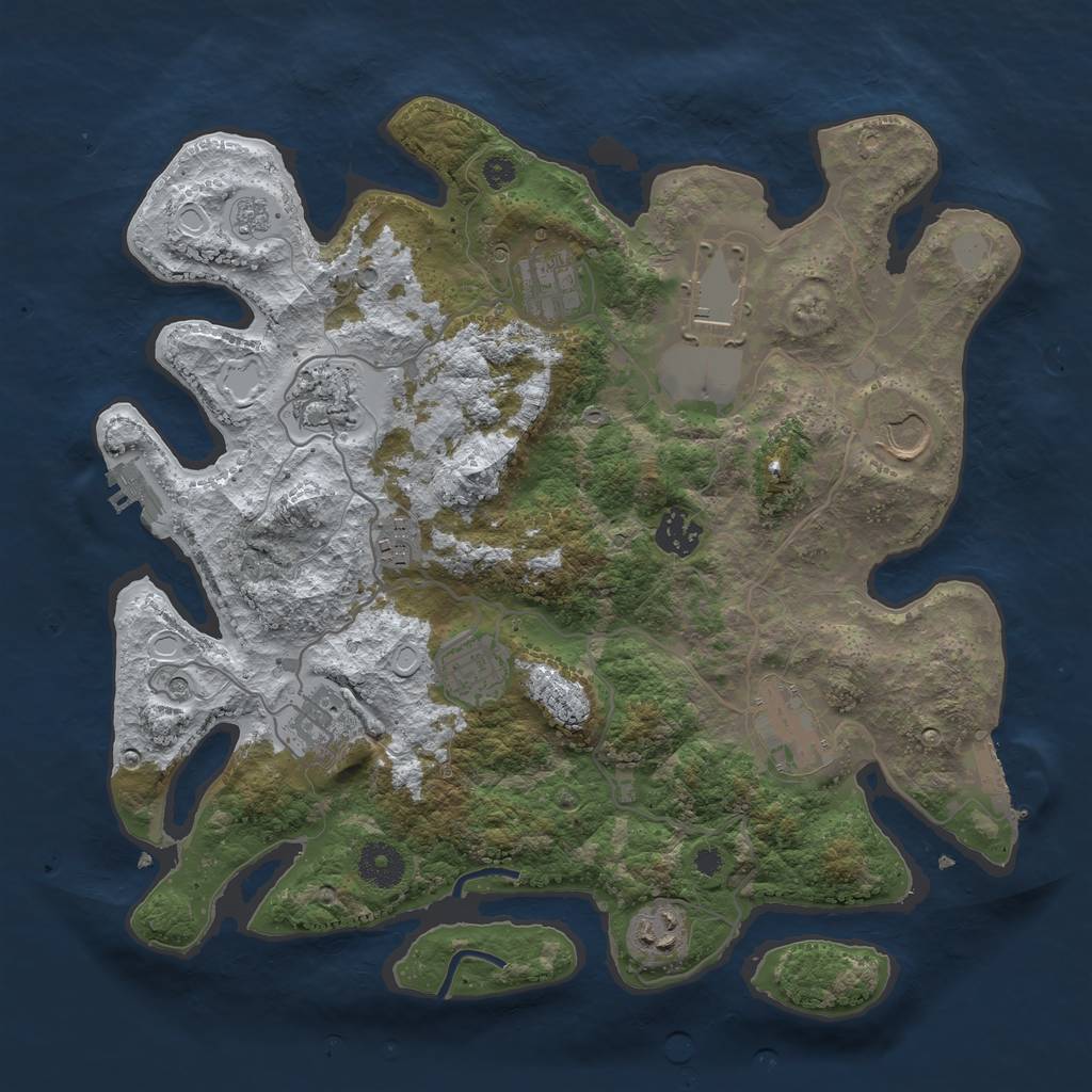 Rust Map: Procedural Map, Size: 3550, Seed: 84032, 19 Monuments