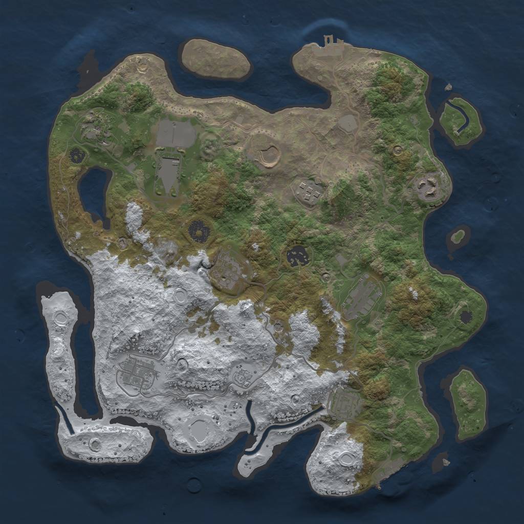 Rust Map: Procedural Map, Size: 3560, Seed: 6101773, 19 Monuments