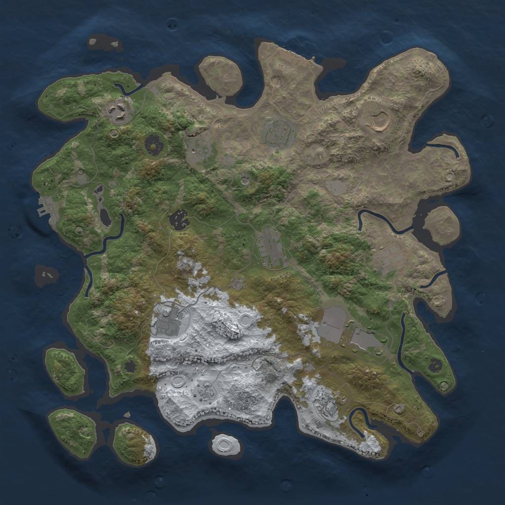 Rust Map: Procedural Map, Size: 3800, Seed: 687, 19 Monuments