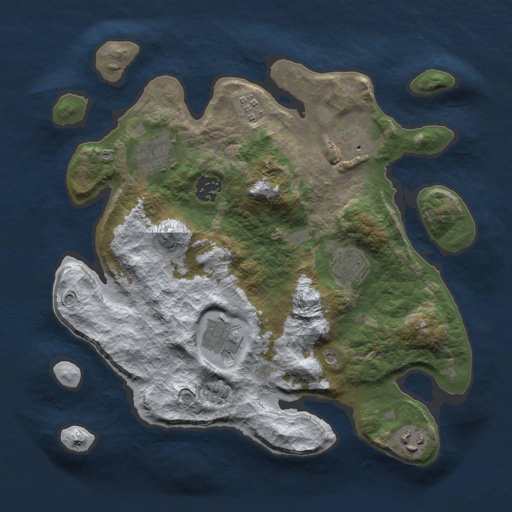 Rust Map: Barren, Size: 3000, Seed: 227759153, 10 Monuments