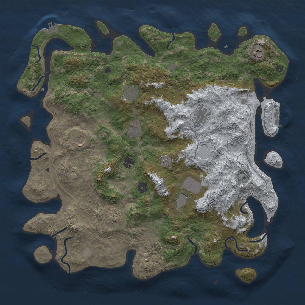 Rust Map: Procedural Map, Size: 4300, Seed: 34654312, 17 Monuments