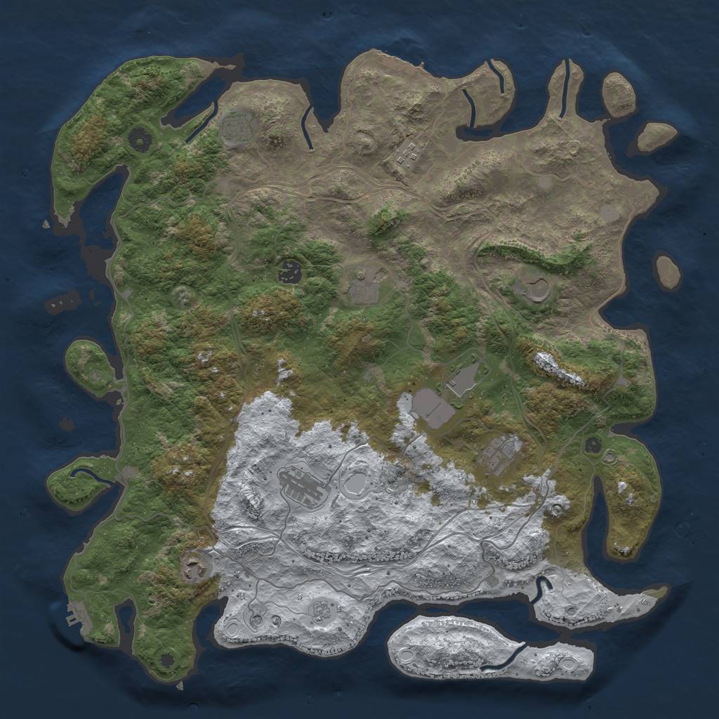 Rust Map: Procedural Map, Size: 4500, Seed: 1985643217, 18 Monuments