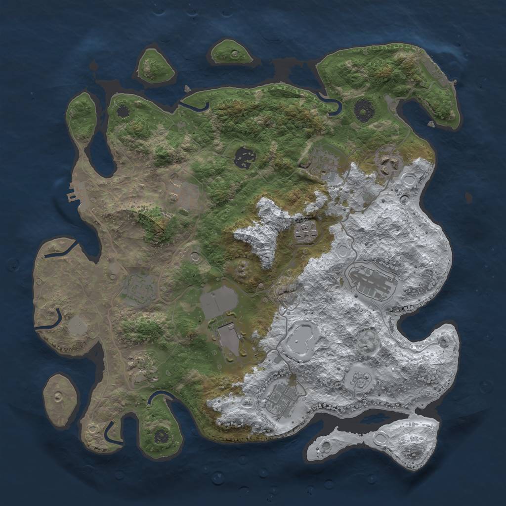 Rust Map: Procedural Map, Size: 3560, Seed: 1912703, 19 Monuments