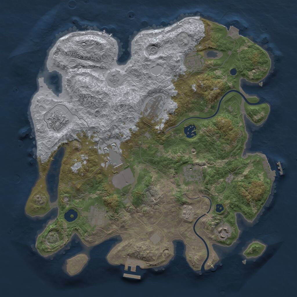 Rust Map: Procedural Map, Size: 3500, Seed: 31427528, 15 Monuments