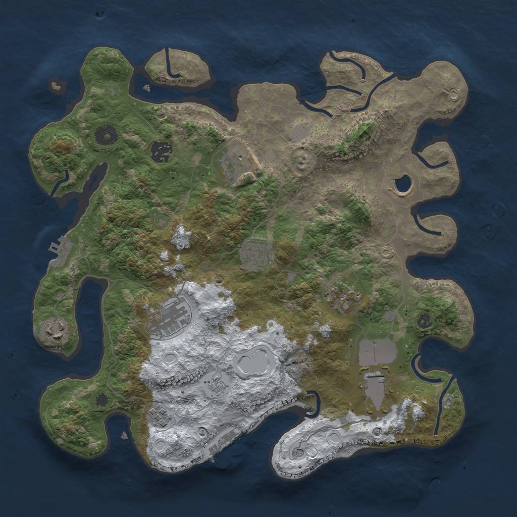 Rust Map: Procedural Map, Size: 3560, Seed: 825637, 18 Monuments